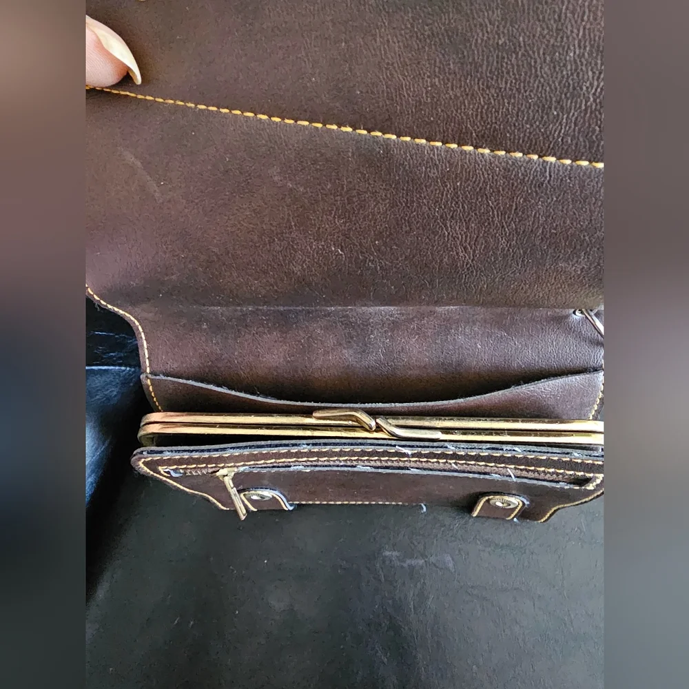 Vintage Cadillac Embossed Brown Leather Men's Bag